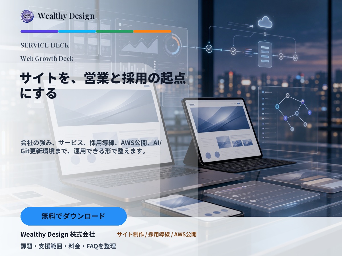 Webサイト制作・公開運用環境構築サービス資料のイメージ